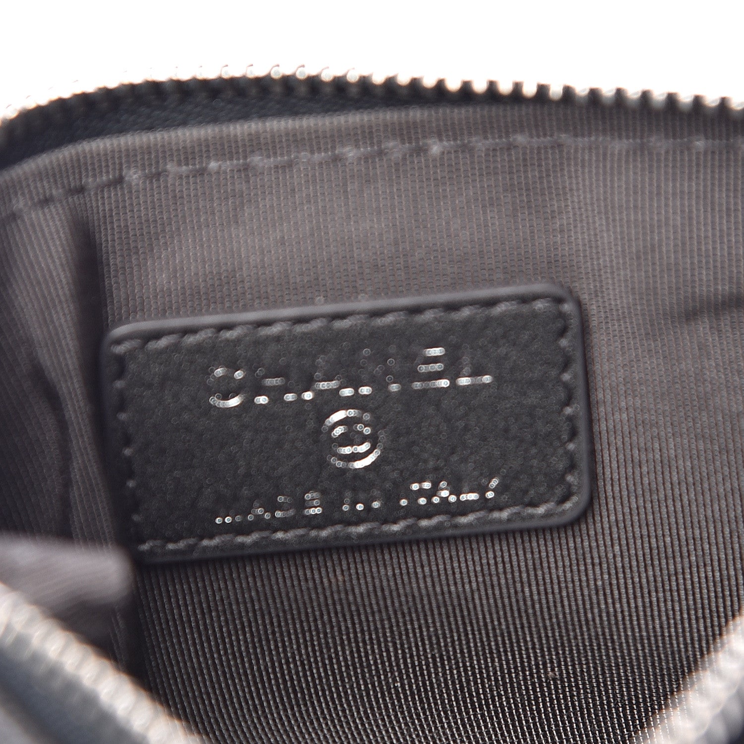 Chanel Goatskin Camellia Embossed Cosmetic Pouch Anthracite 6 of 8