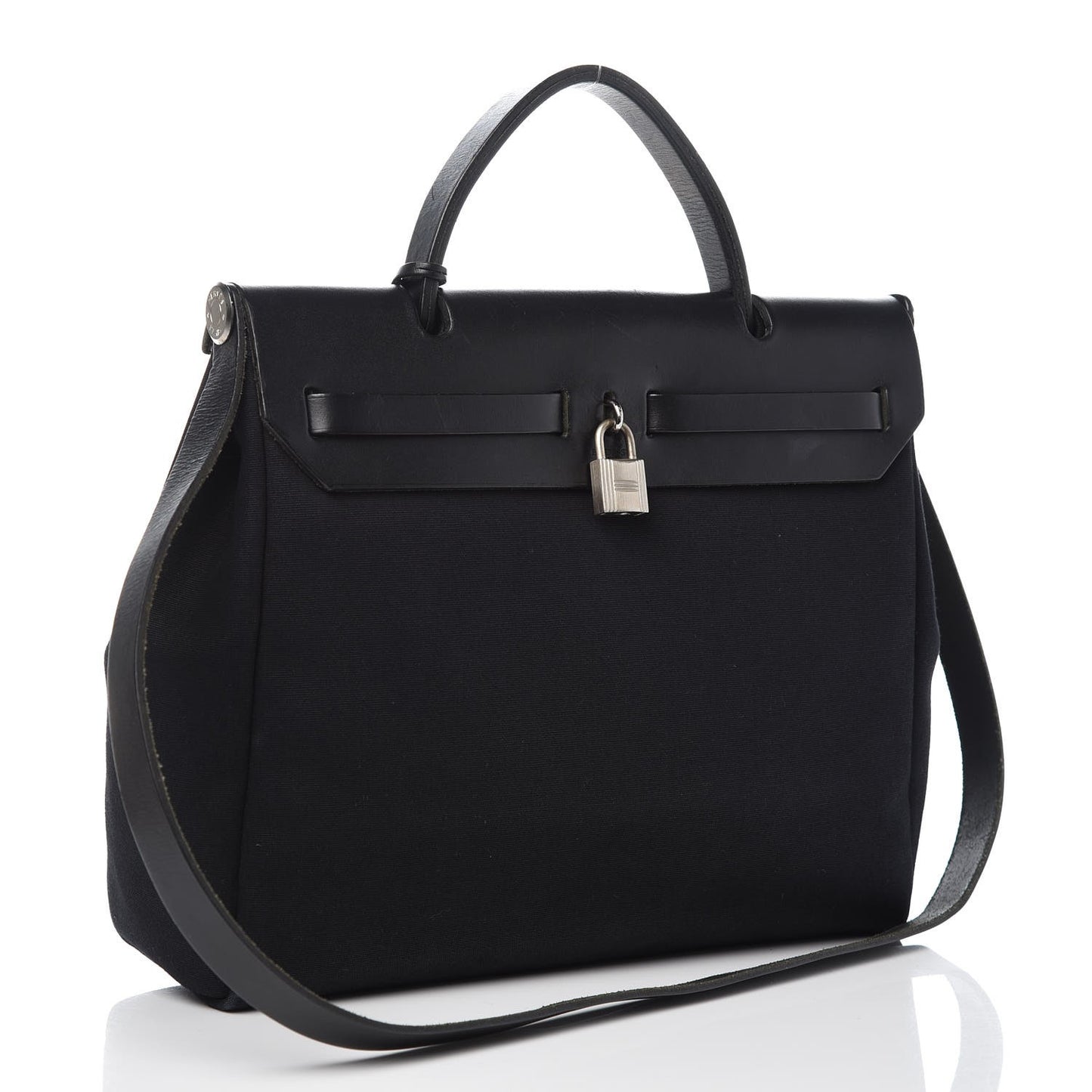 Toile Vache Calfskin Herbag 30 PM Black Natural