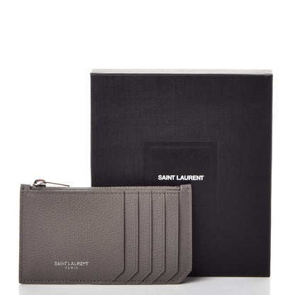 Saint Laurent Grained Calfskin 5 Fragments Zip Pouch Card Holder Earth 8 of 8