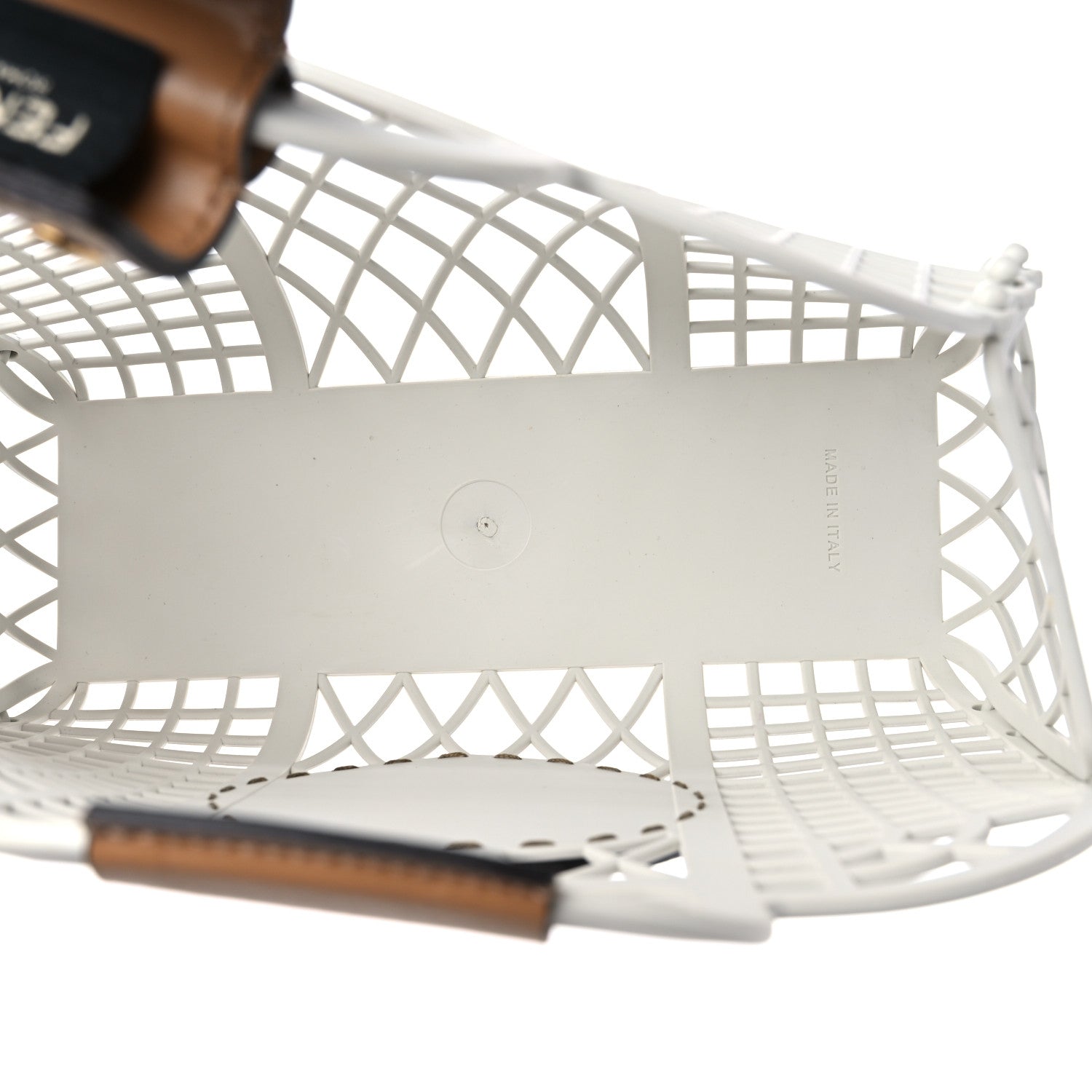 Fendi Recycled Plastic Vitello Liberty Matte Small Fendi Basket White Ice Miele Scuro 5 of 10