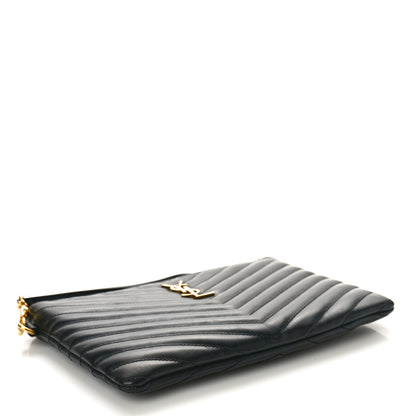 Saint Laurent Calfskin Matelasse Chevron Monogram A5 Wristlet Black 4 of 10