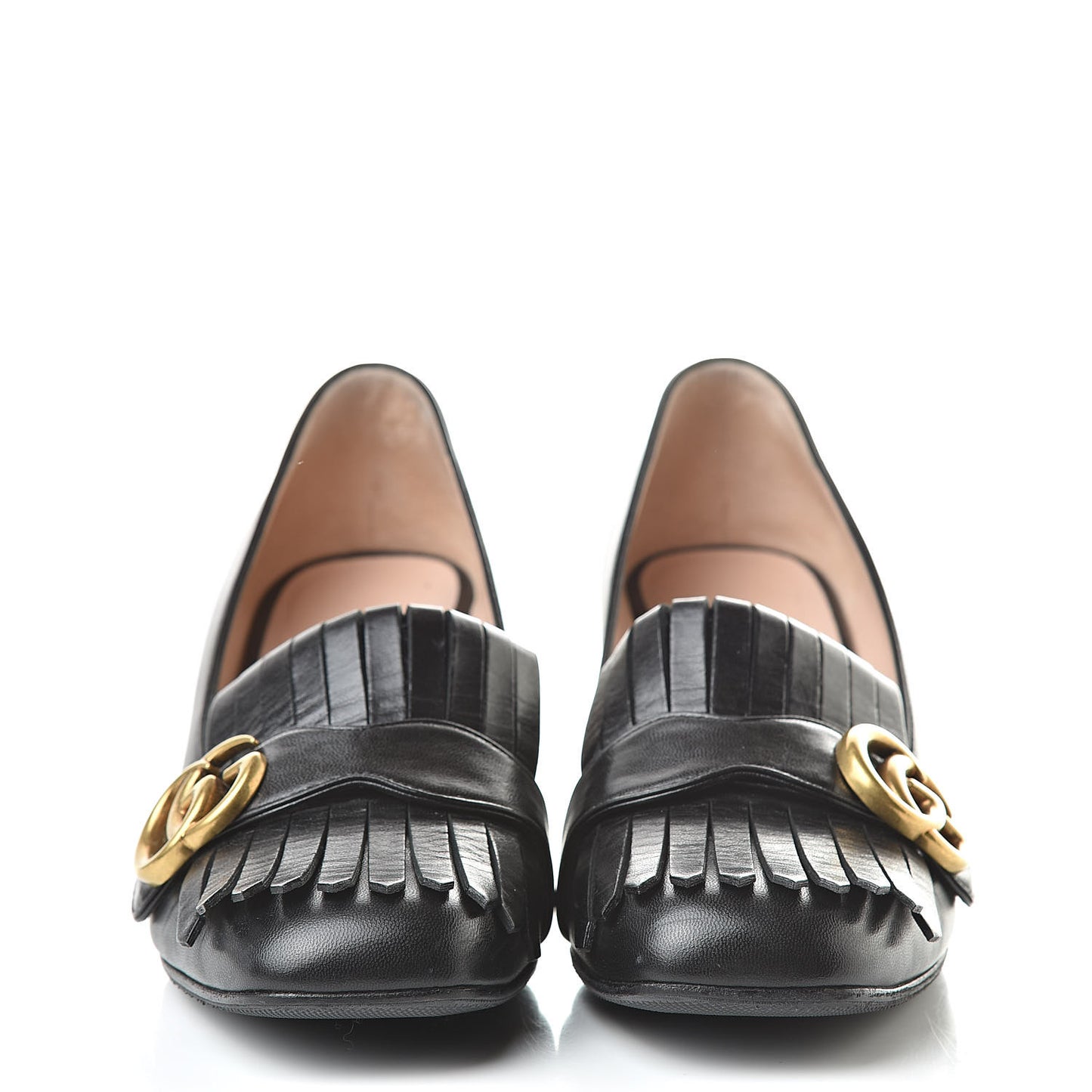 Malaga Kid GG Marmont Fringe 50mm Loafer Pumps 38 Black