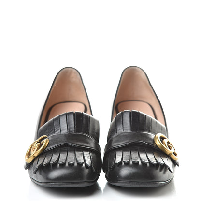Gucci Malaga Kid GG Marmont Fringe 50mm Loafer Pumps 38 Black 2 of 12