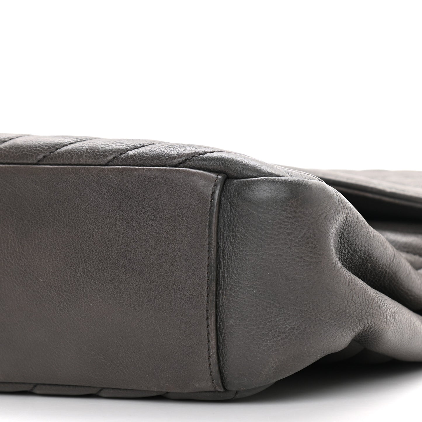 Sheepskin Matelasse Chevron Monogram Large College Satchel Dark Anthracite