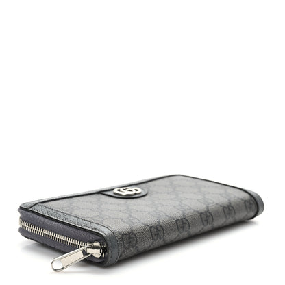 Gucci GG Supreme Monogram Textured Dollar Calfskin Ophidia Zip Around Wallet Grey Black Graphite Grey 4 of 6
