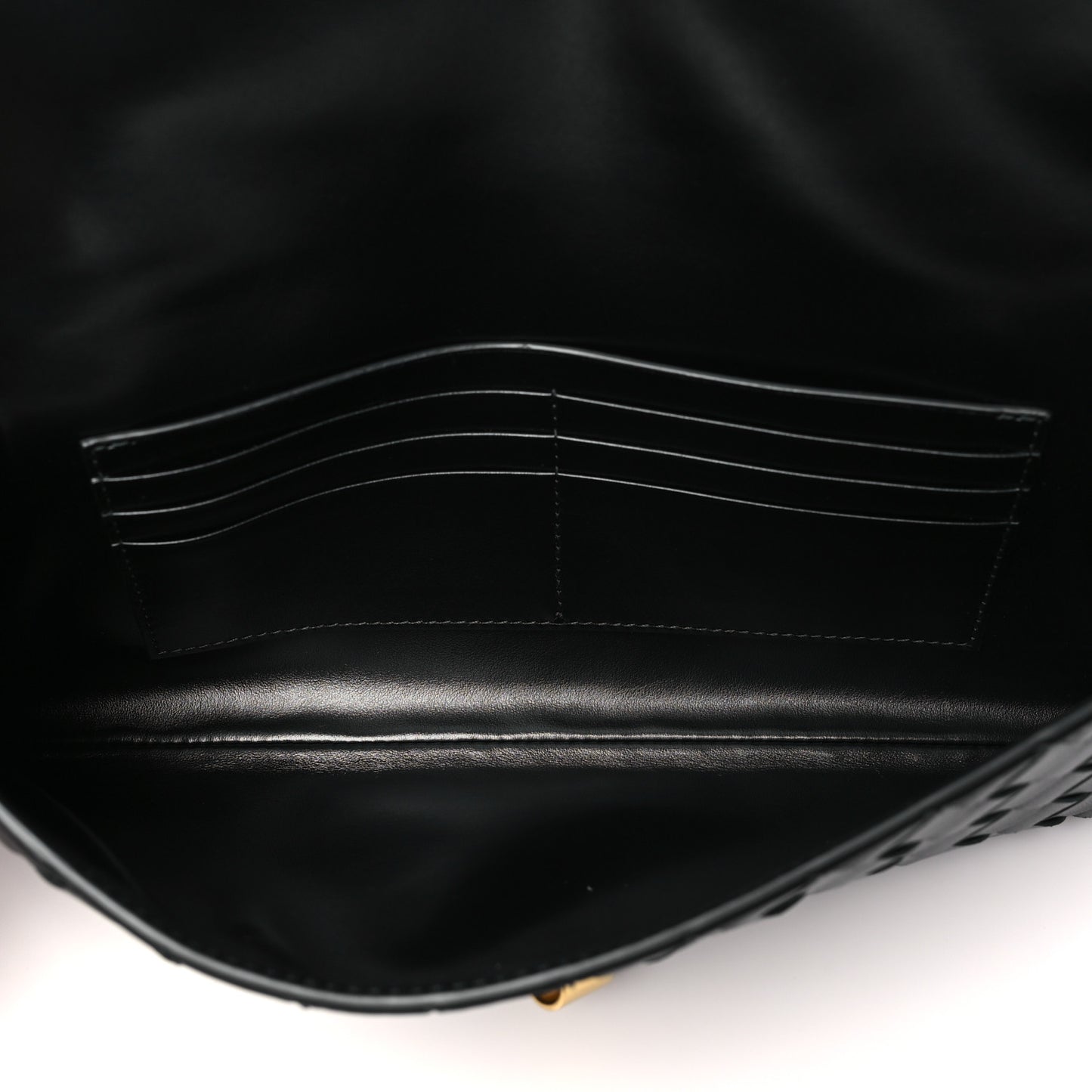 Nappa Intrecciato Long Andiamo Top Handle Clutch Black