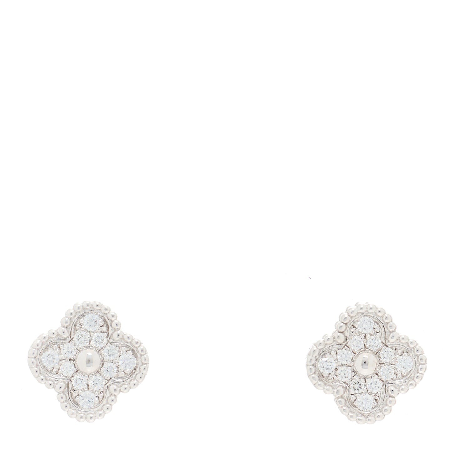18K White Gold Diamond Sweet Alhambra Earrings