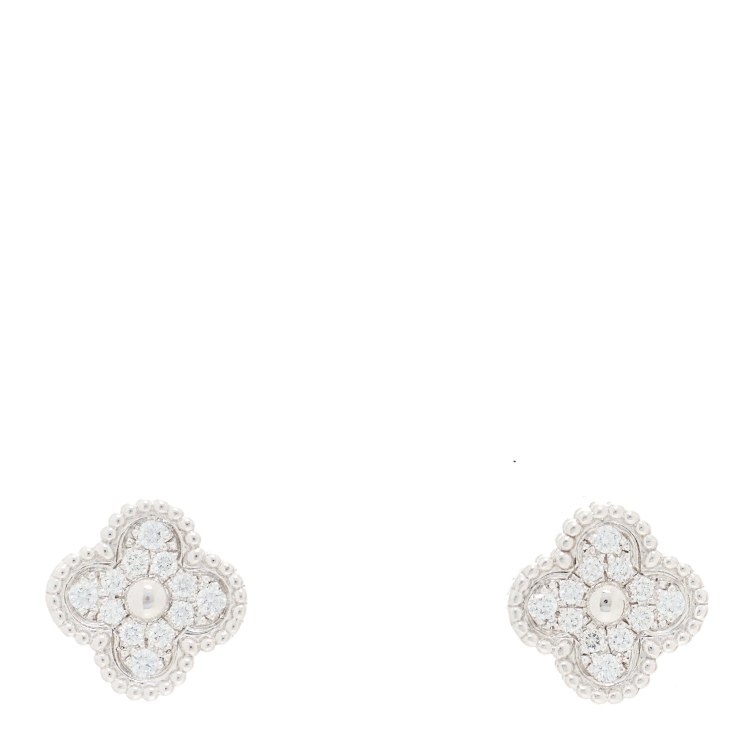Van Cleef & Arpels 18K White Gold Diamond Sweet Alhambra Earrings 1 of 6