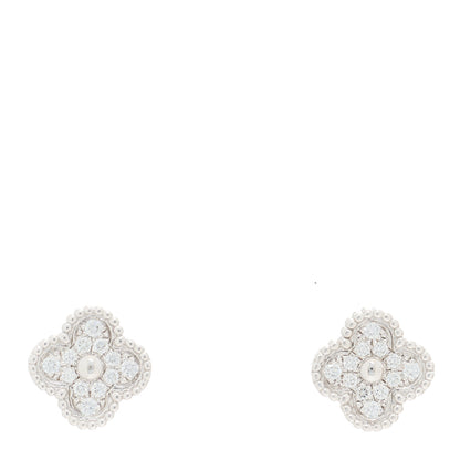 Van Cleef & Arpels 18K White Gold Diamond Sweet Alhambra Earrings 1 of 6