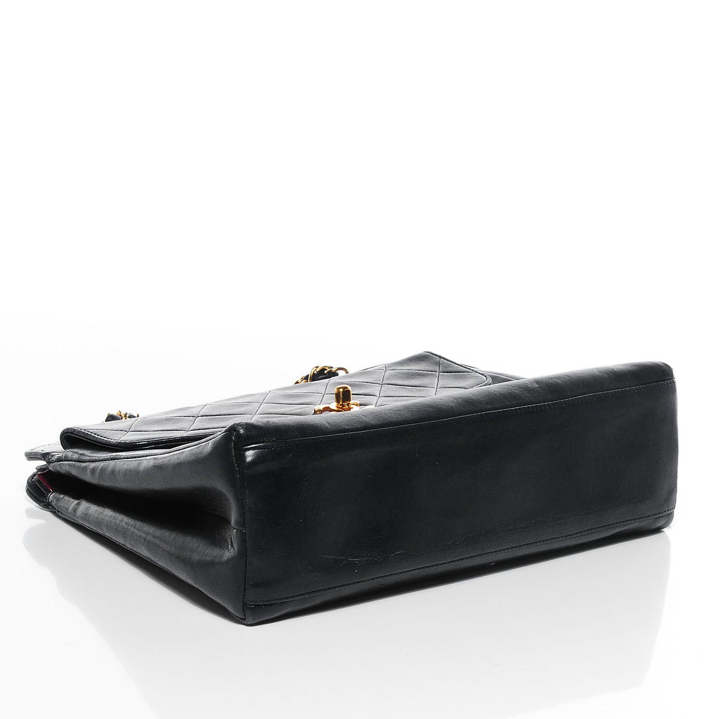 Quilted Lambskin Flap Shoulder Bag Navy Blue