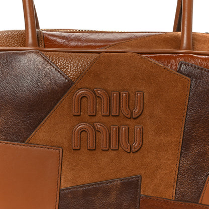 Miu Miu Nappa Patchwork Medium Beau Top Handle Bag Cognac 7 of 9