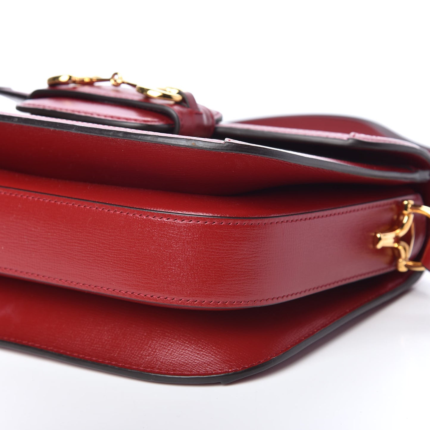 GG Supreme Monogram Azalea Calfskin Horsebit 1955 Shoulder Bag Beige Ebony New Cherry Red