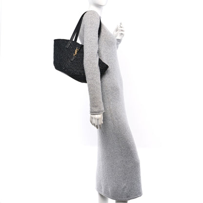 Saint Laurent Raffia Calfskin Small Panier Tote Black 2 of 10