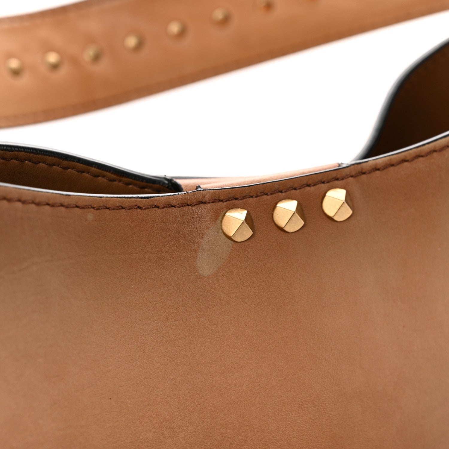 Valentino Garavani Buffed Calfskin Medium Twinkle Studs Hobo Camel 16 of 16