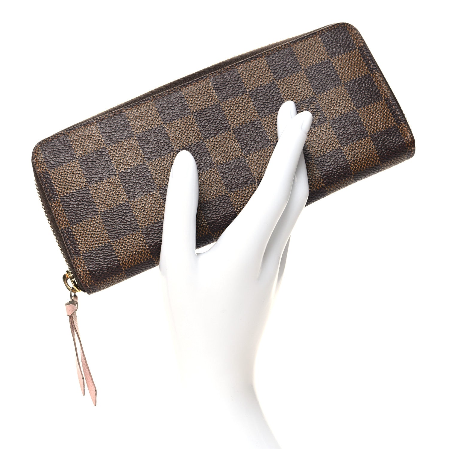 Louis Vuitton Damier Ebene Clemence Wallet Rose Ballerine 2 of 7