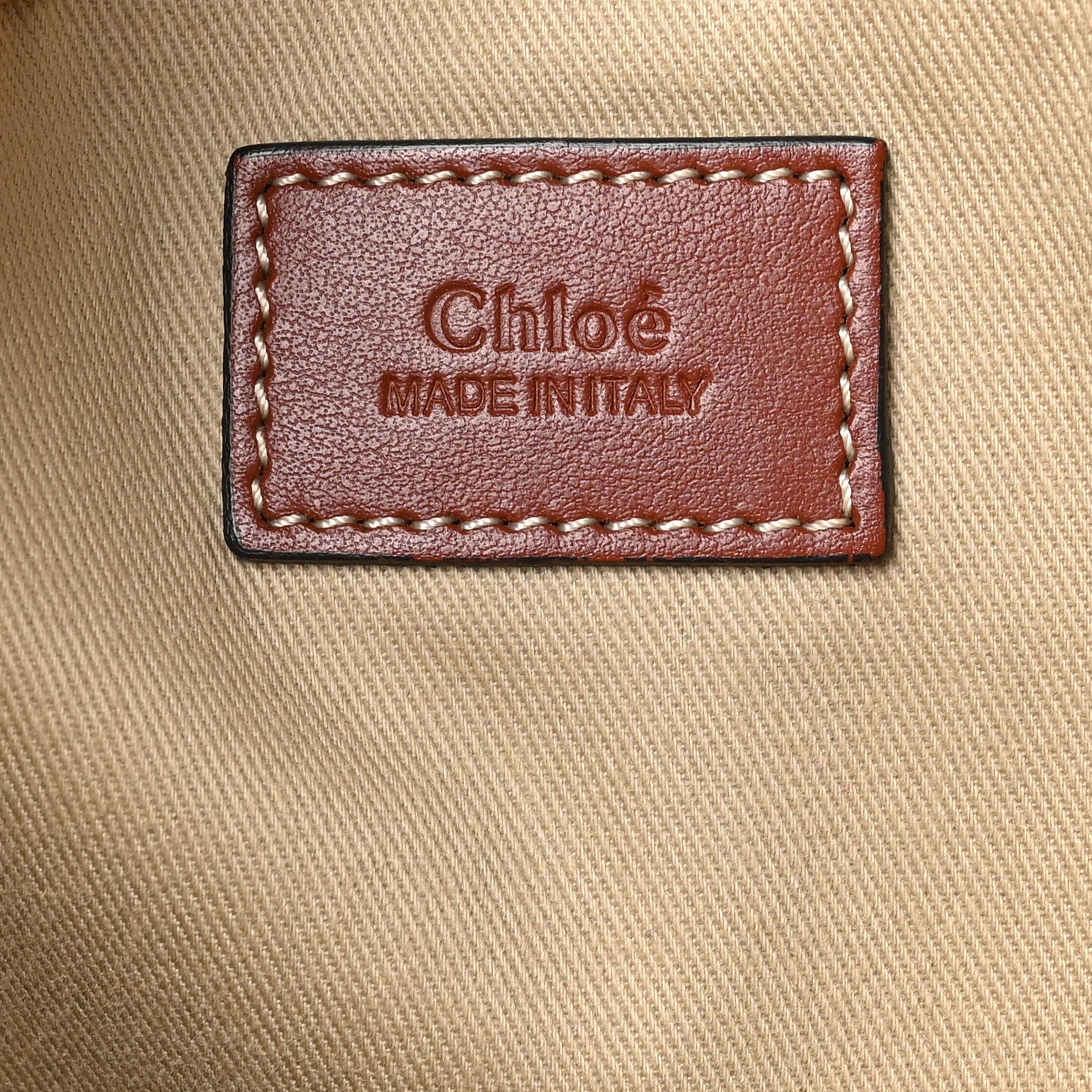Chloe Cotton Calfskin Large Woody Ribbon Tote White Brown 6 of 11