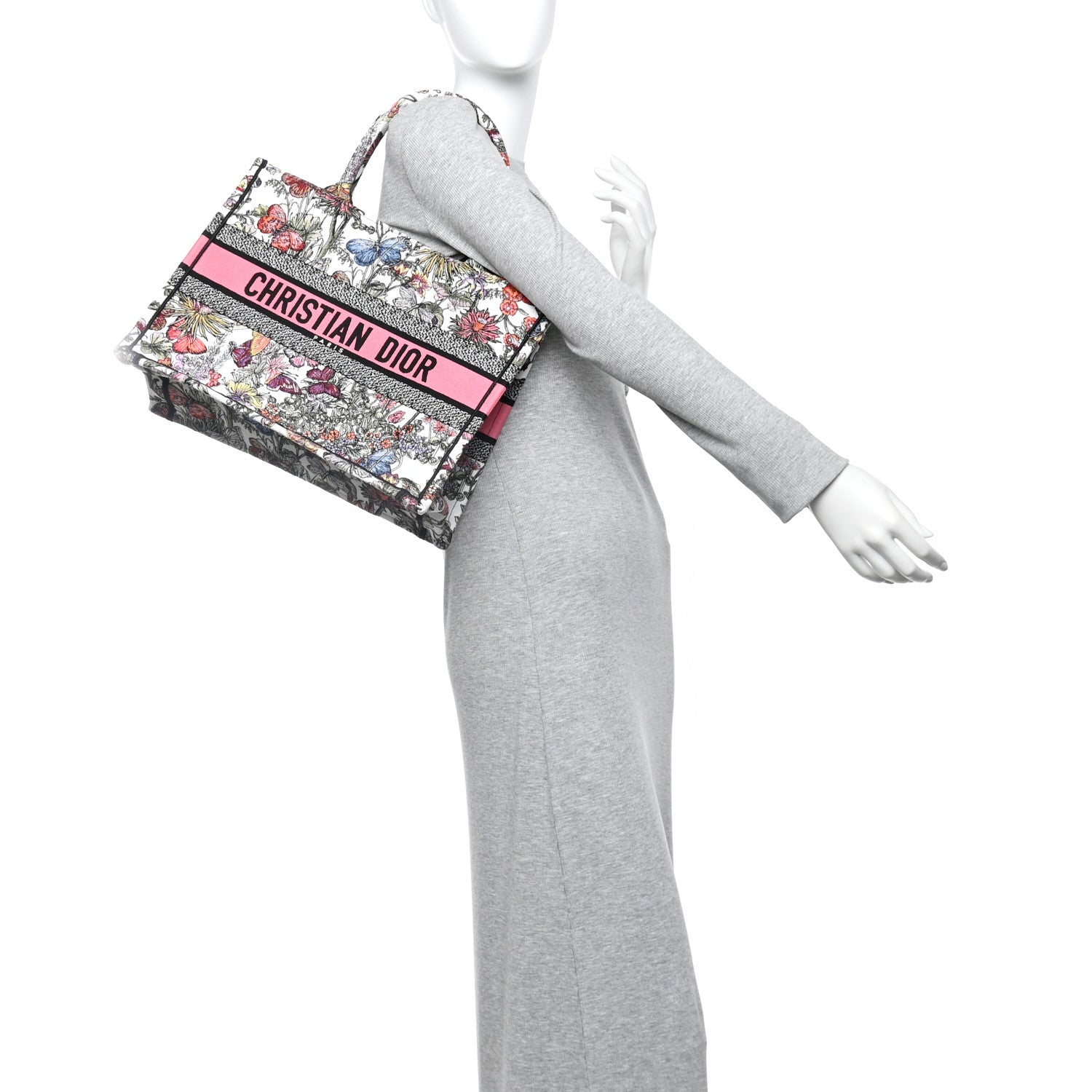 Christian Dior Canvas Embroidered Medium Mexico Millefiori Book Tote White Multicolor 2 of 10