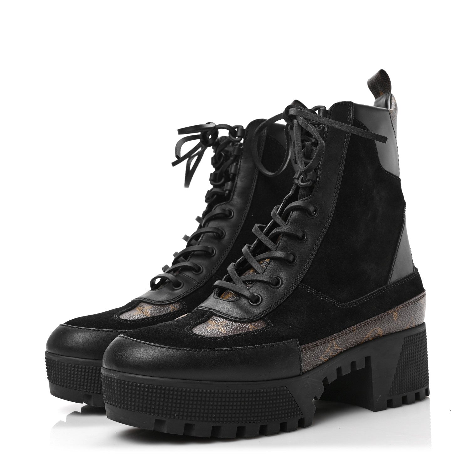 Louis Vuitton Suede Calfskin Monogram Laureate Platform Desert Boots 39 Black 3 of 6