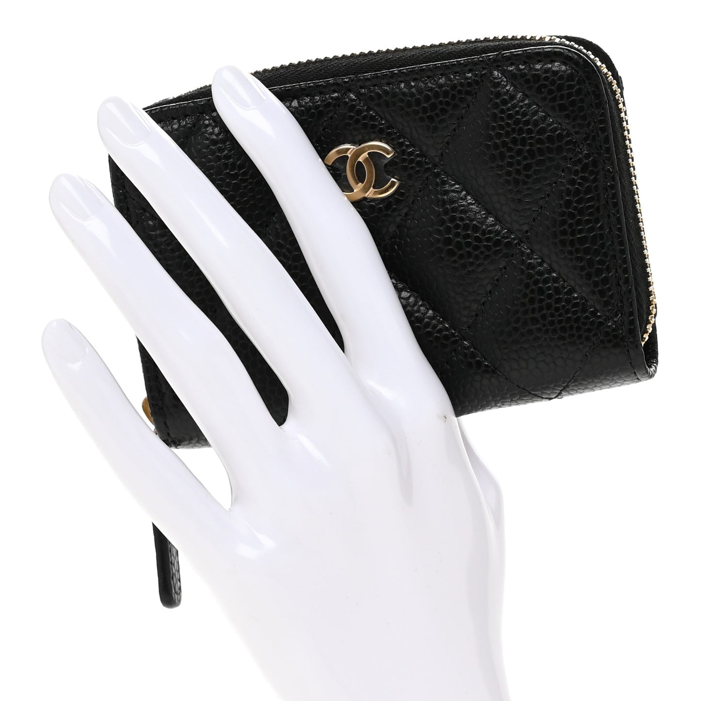 Caviar Quilted Zip Coin Purse Black