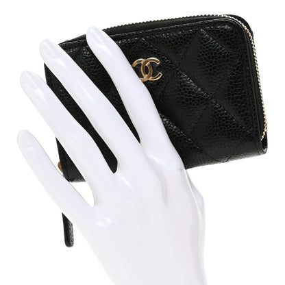 Chanel Caviar Quilted Zip Coin Purse Black 2 of 8