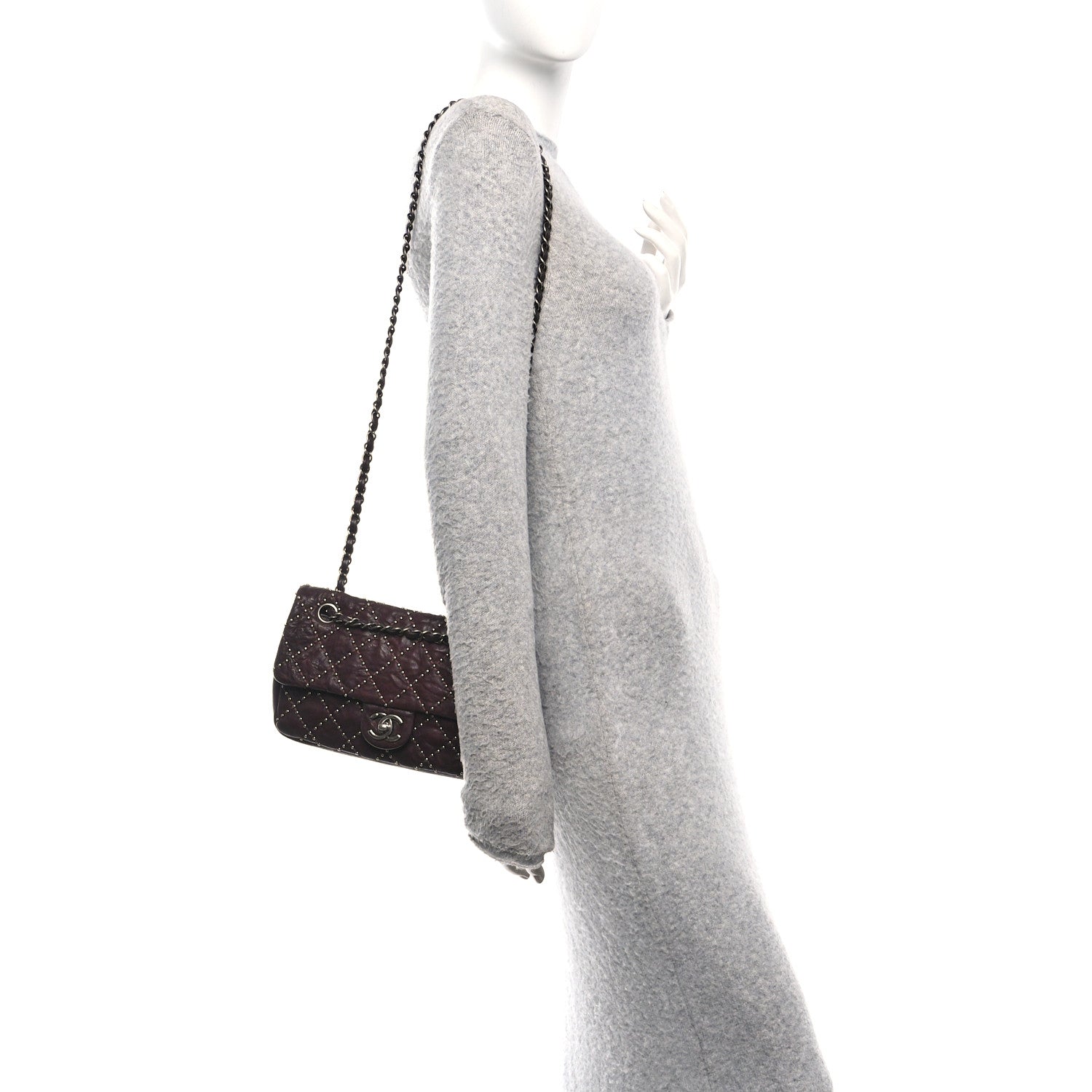 Chanel Washed Lambskin Studded Metal Beauty Flap Burgundy 2 of 11