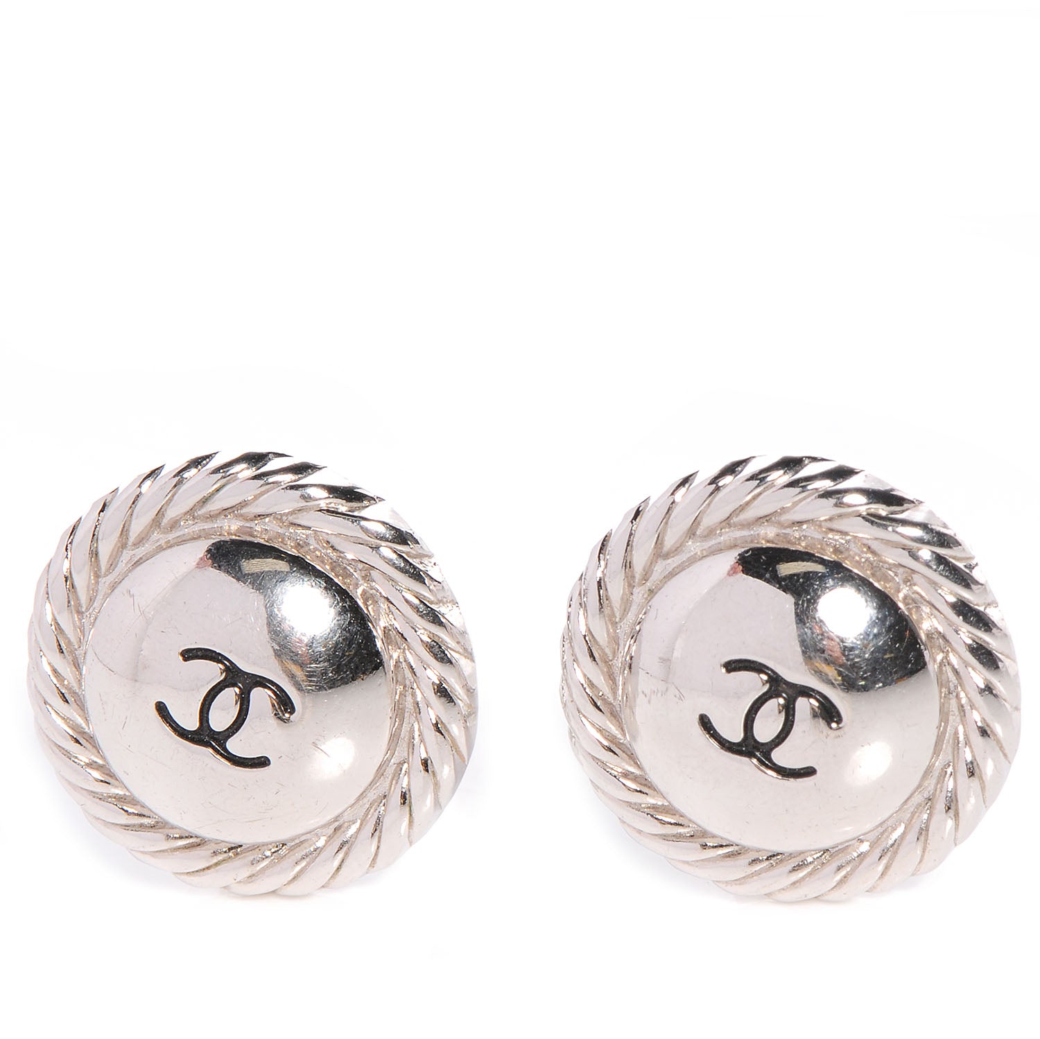 Chanel CC Clip On Earrings Silver 1 of 5