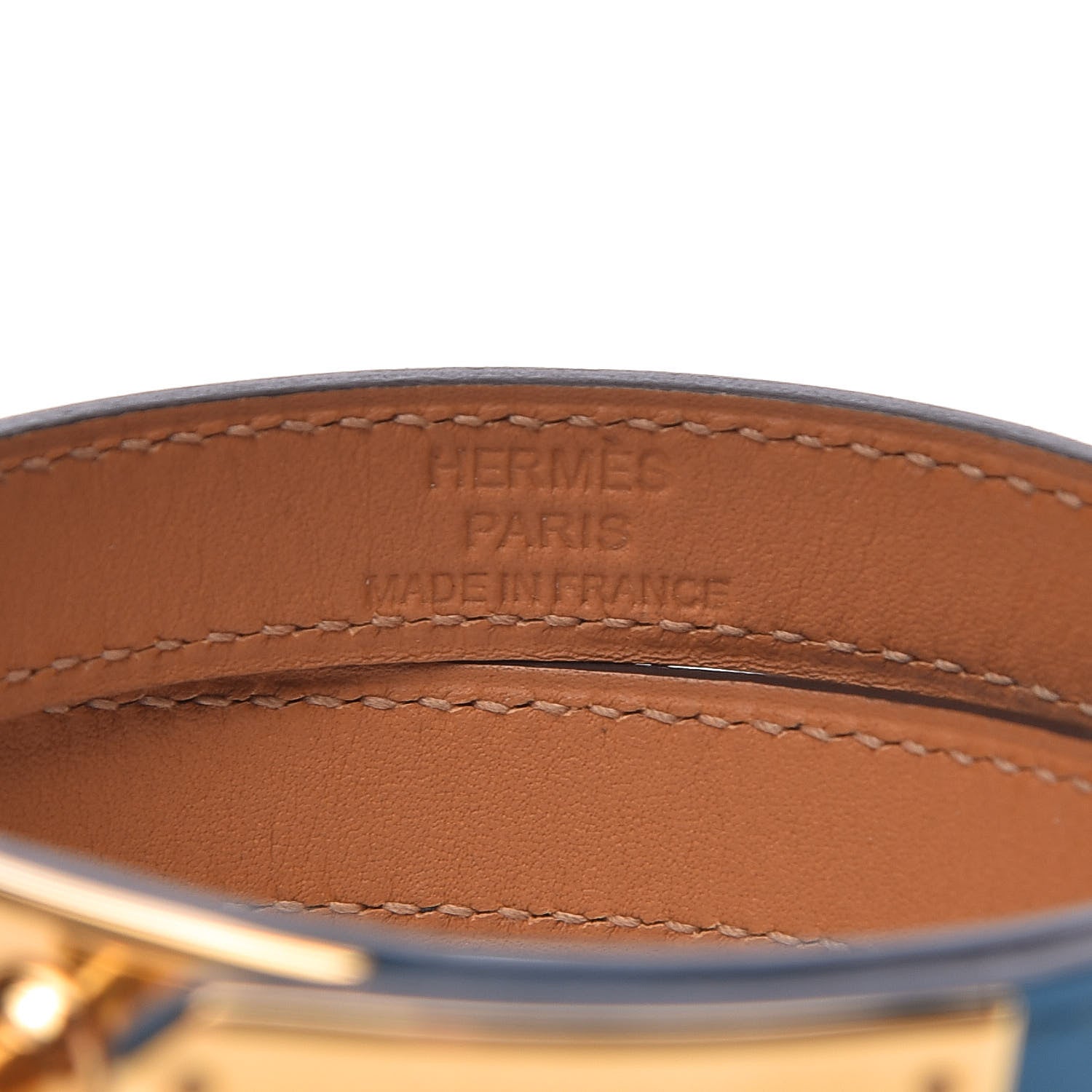 Hermes Tadelakt Kelly Double Tour Bracelet M Bleu Izmir 5 of 6