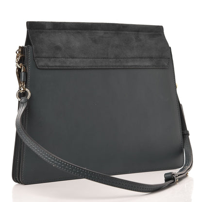 Chloe Suede Calfskin Medium Faye Shoulder Bag Silver Blue 3 of 7