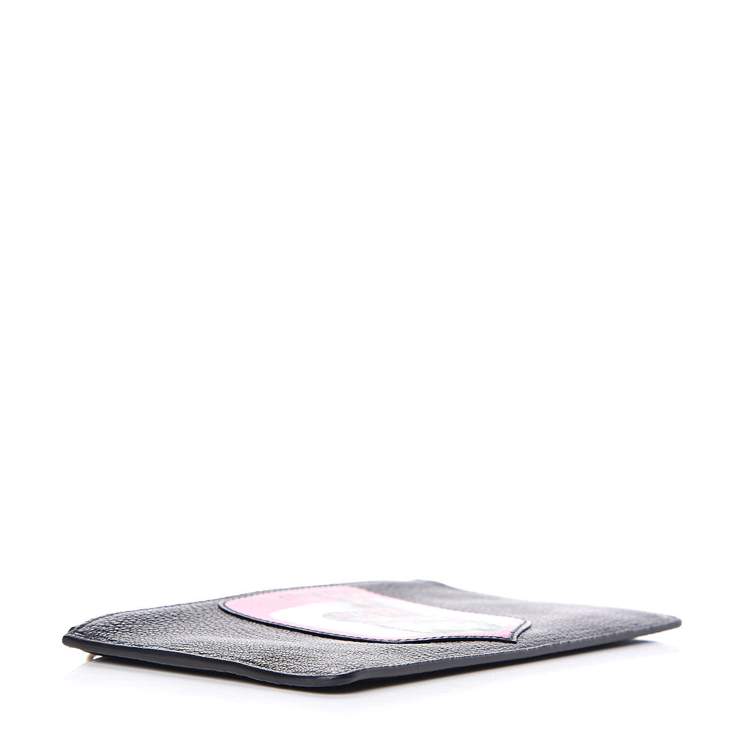 Goatskin Madras Blason Print Zip Envelope Black