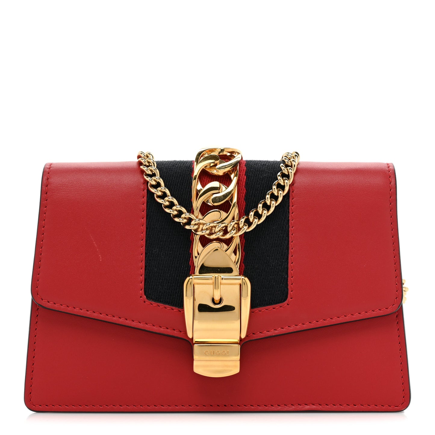 Calfskin Super Mini Sylvie Chain Shoulder Bag Hibiscus Red