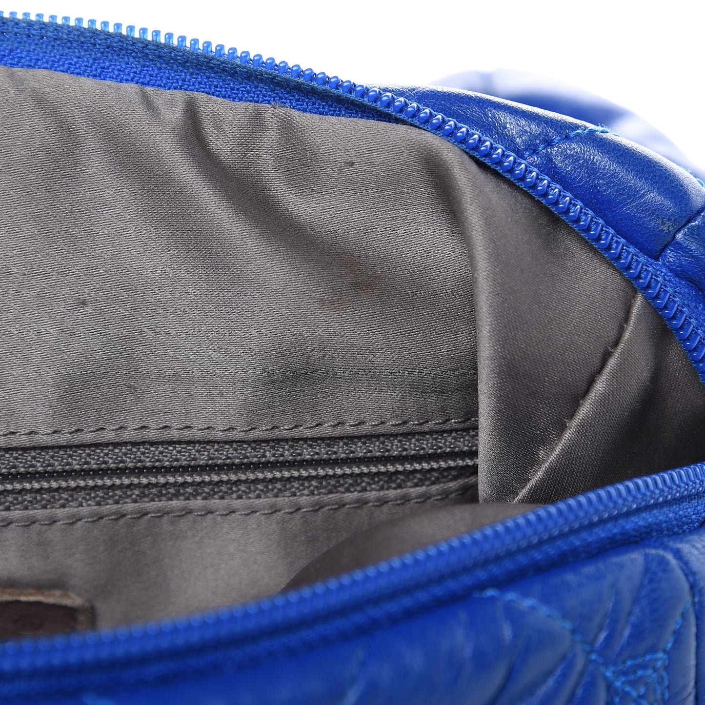 Lambskin Quilted Hidden Chain Bowler Blue