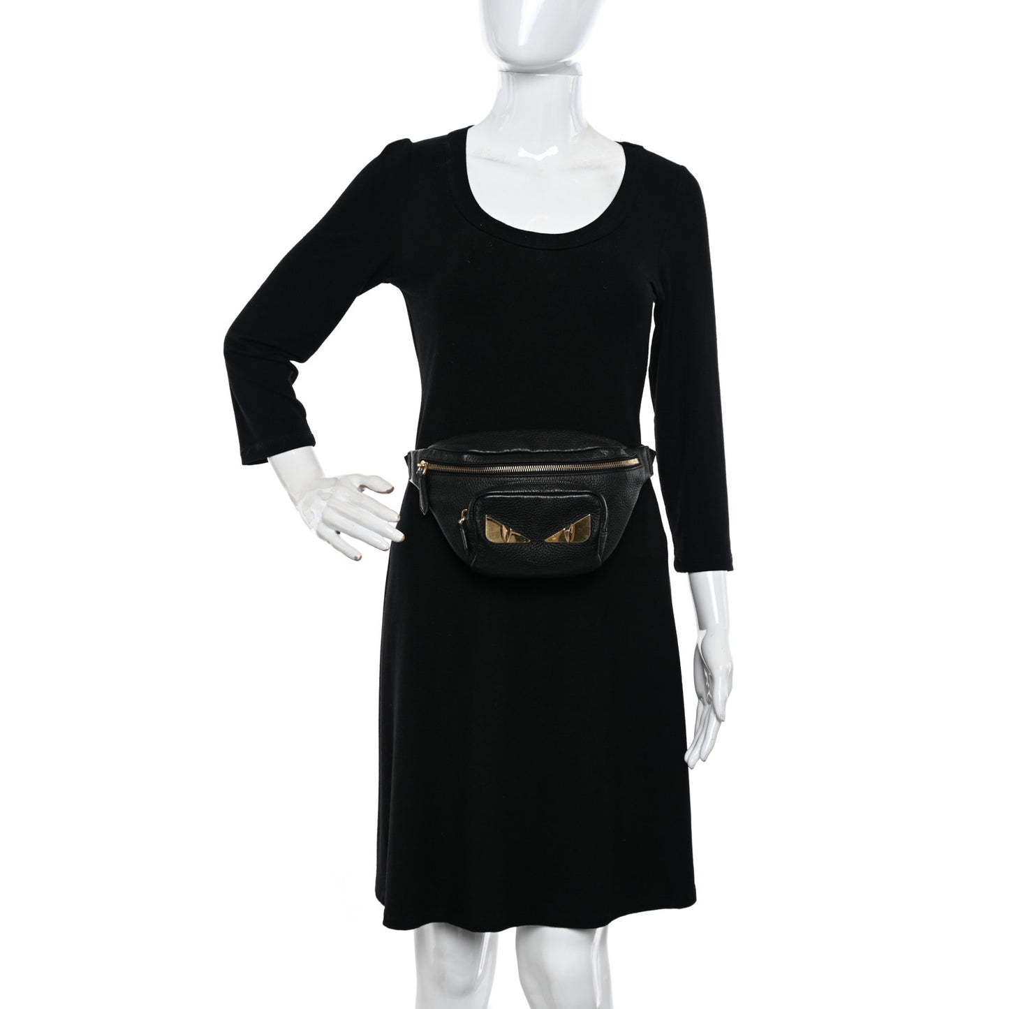 Cuoio Romano Metal Bug Eyes Pocket Belt Bag Black