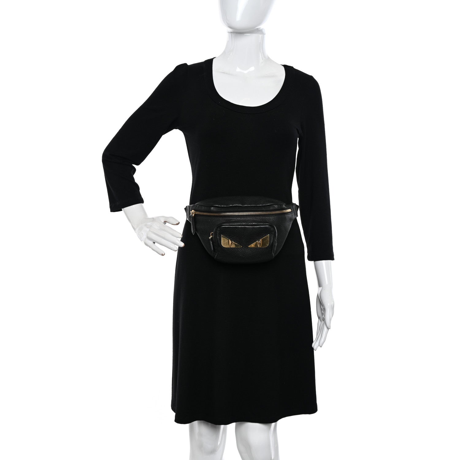 Fendi Cuoio Romano Metal Bug Eyes Pocket Belt Bag Black 2 of 14
