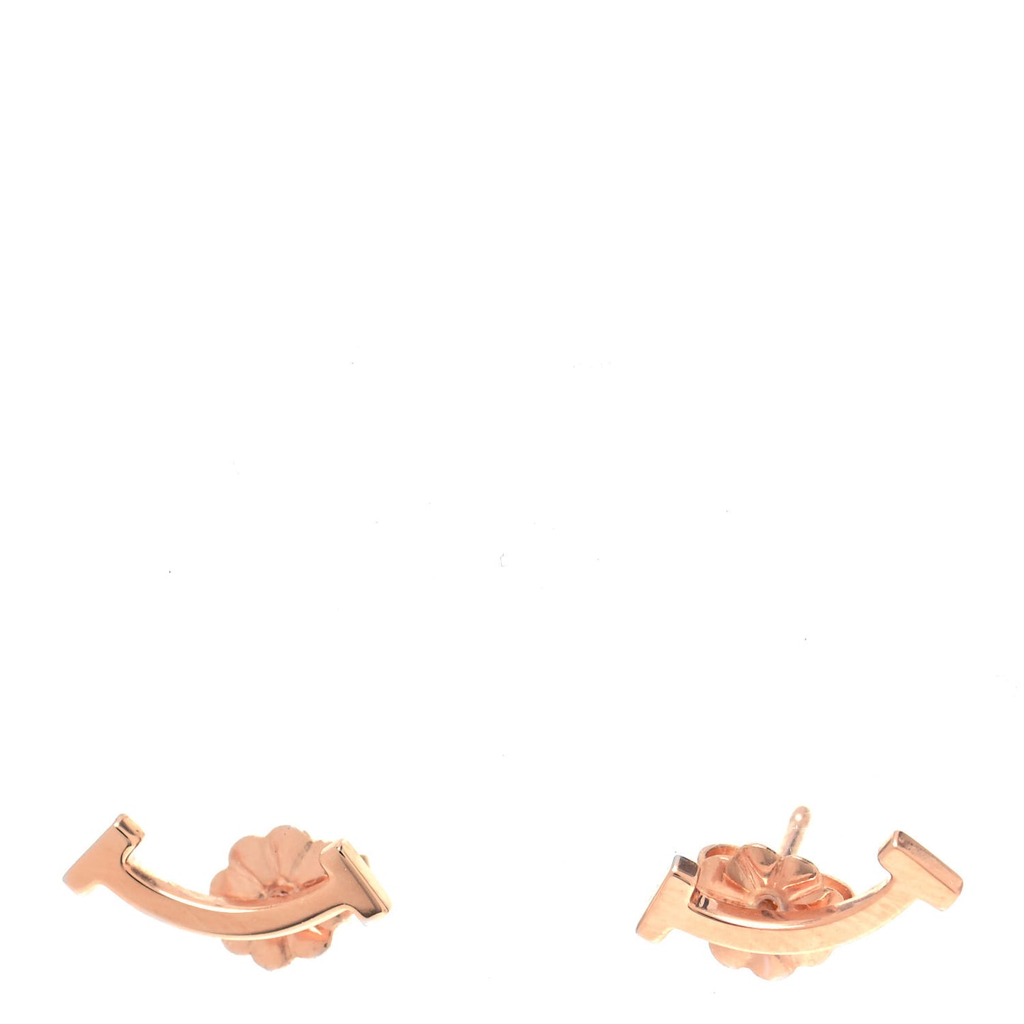 18K Rose Gold T Smile Stud Earrings