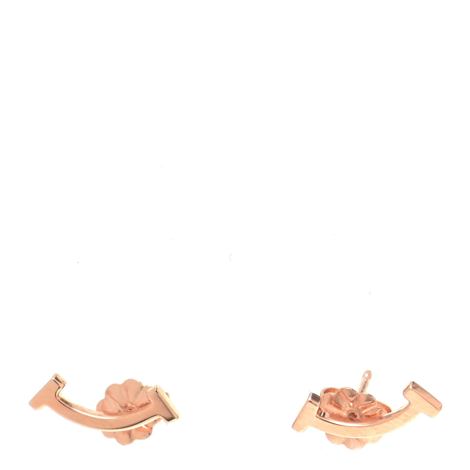 Tiffany 18K Rose Gold T Smile Stud Earrings 1 of 6