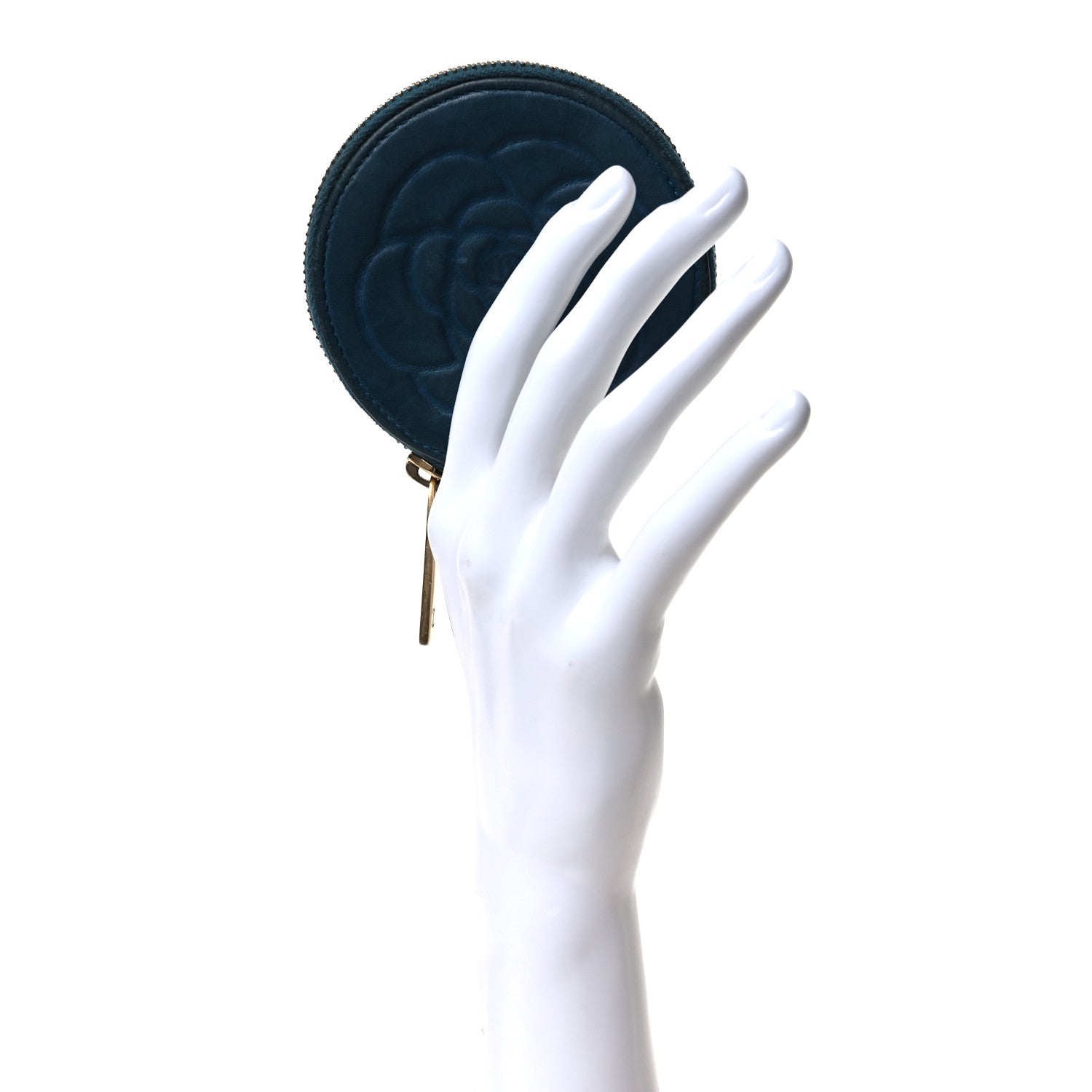 Chanel Lambskin Round Camellia CC Coin Purse Navy 2 of 13