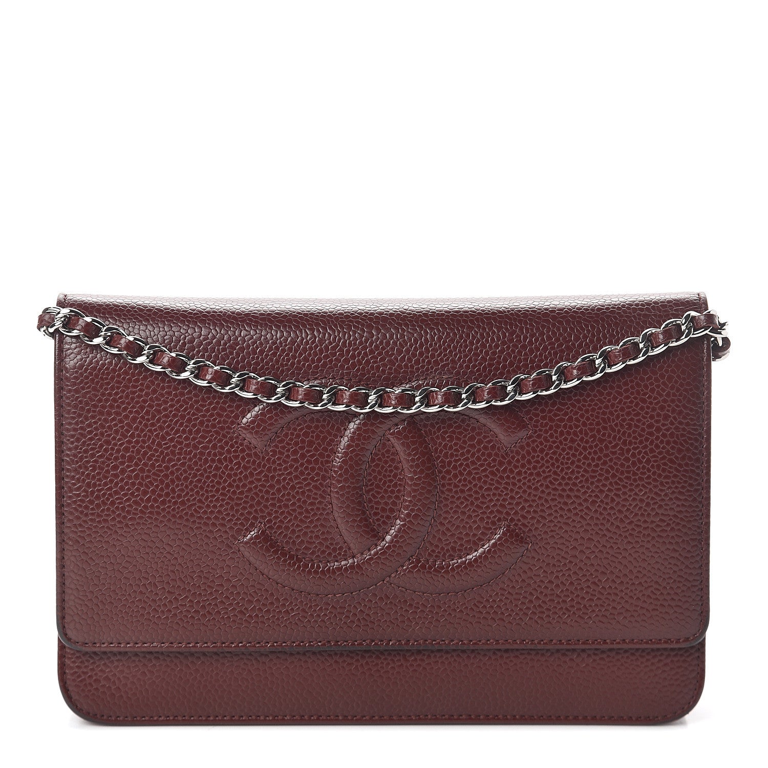Chanel Caviar Timeless CC Wallet on Chain WOC Dark Red 1 of 7