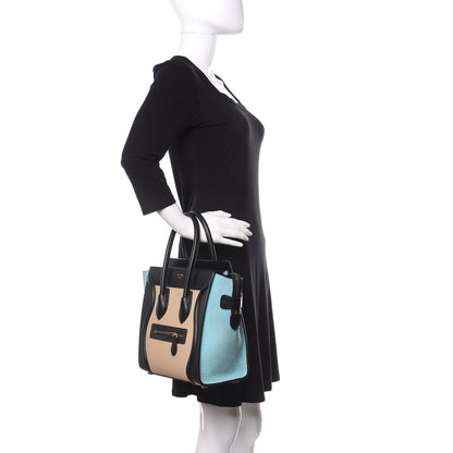 Celine Bullhide Drummed Calfskin Micro Tri-Color Luggage Antarctic 2 of 12