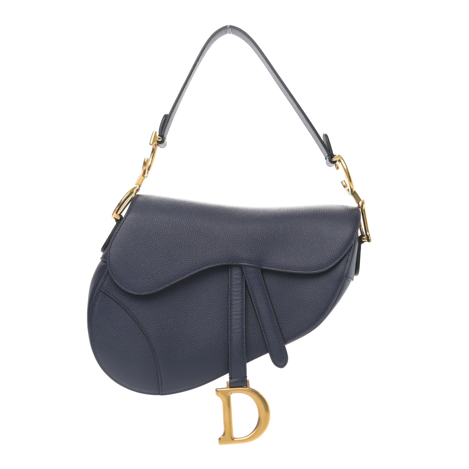Christian Dior Grained Calfskin Saddle Bag Navy 1 of 9