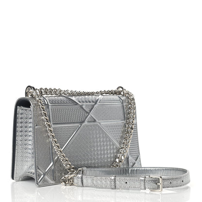 Christian Dior Metallic Patent Micro-Cannage Medium Diorama Flap Bag Silver 2 of 17