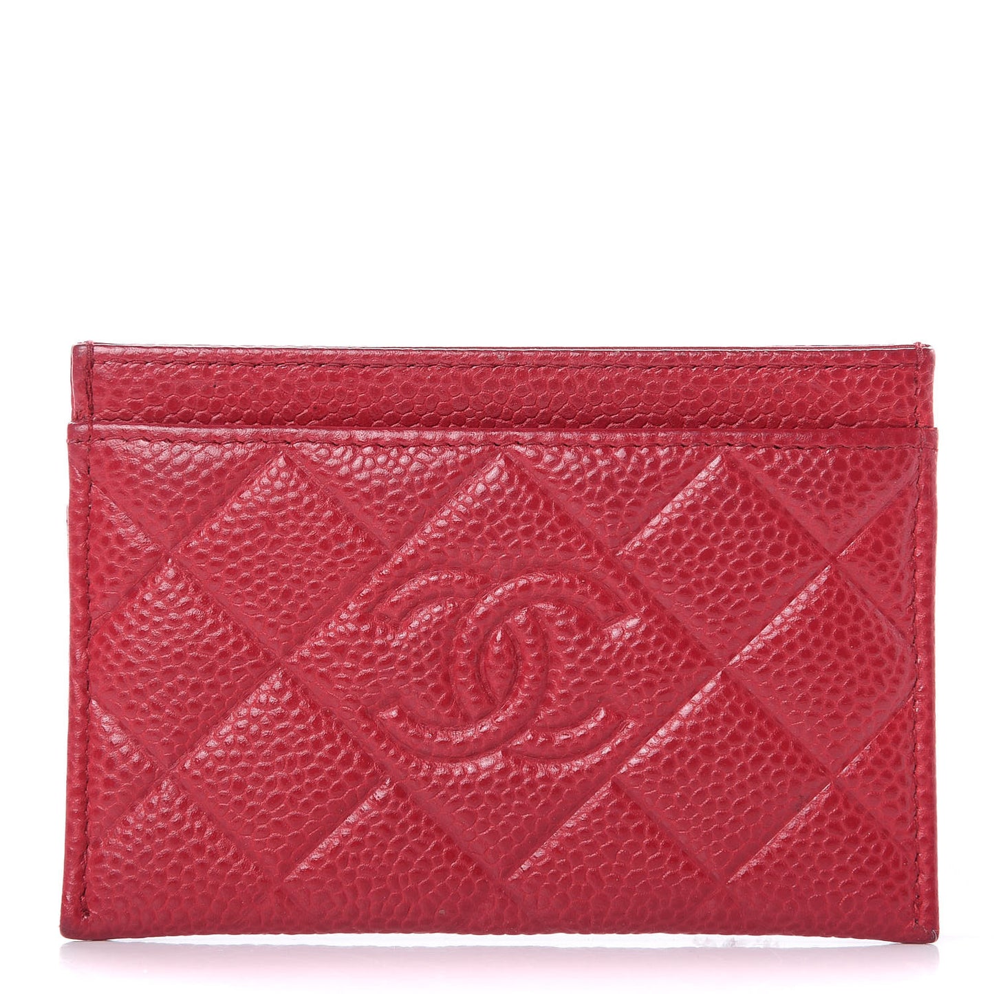 Caviar Quilted Diamond CC Card Holder Dark Pink