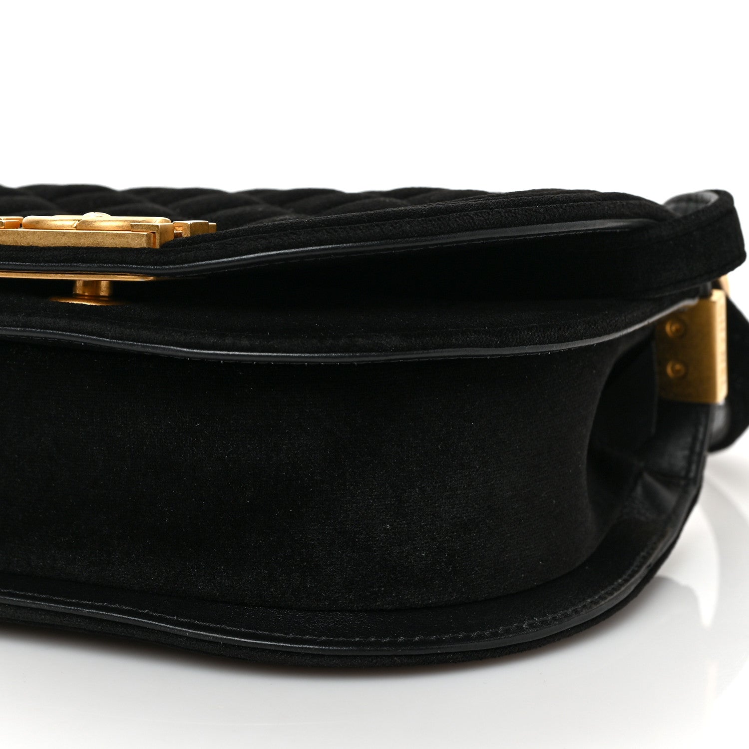 Chanel Velvet Quilted Small Boy Messenger Bag Black 9 of 9