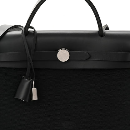 Hermes Military Toile Vache Hunter Herbag Zip Retourne 31 PM Black 9 of 11