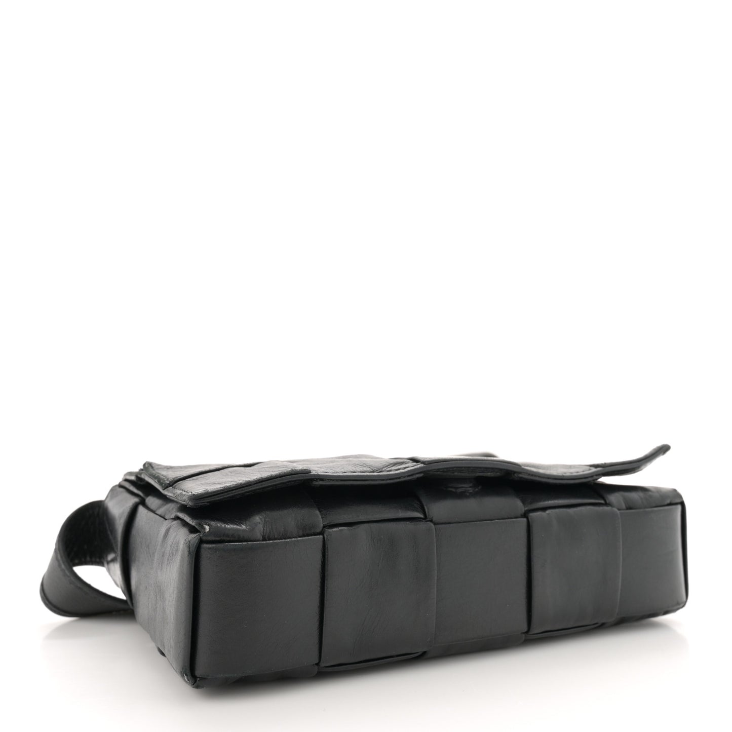 Paper Calfskin Maxi Intreccio Small Cassette Crossbody Bag Black