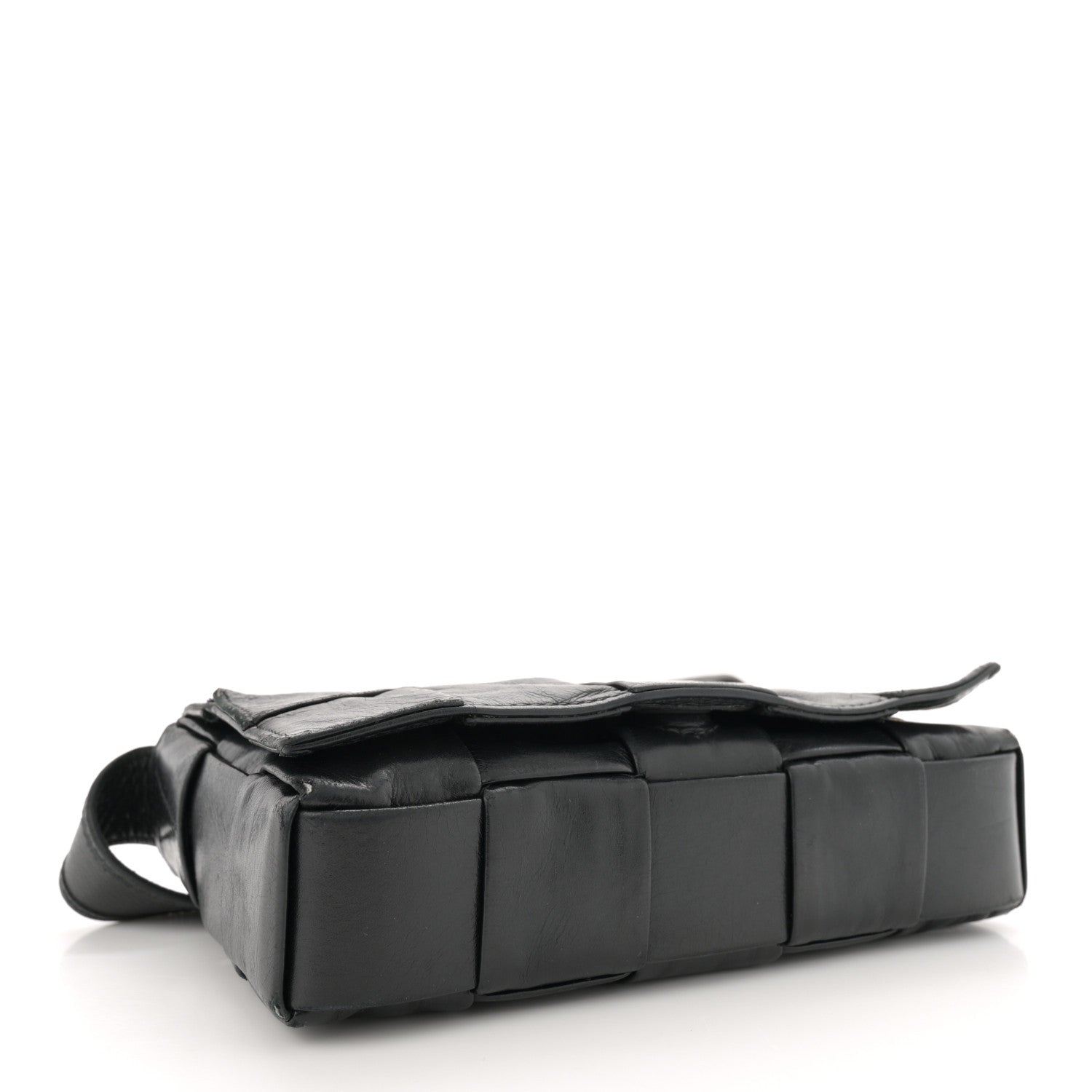 Bottega Veneta Paper Calfskin Maxi Intreccio Small Cassette Crossbody Bag Black 4 of 13