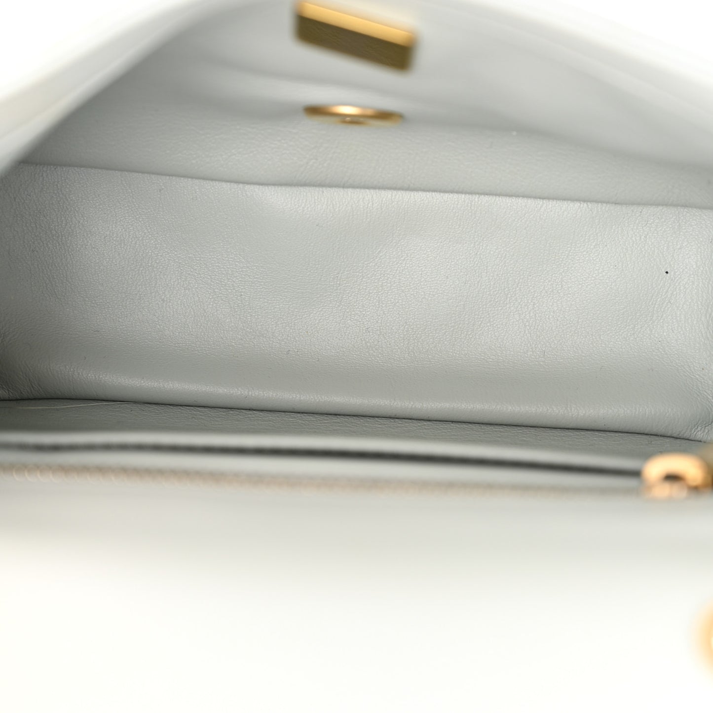 Lambskin Quilted Mini Pearl Crush Flap Light Grey