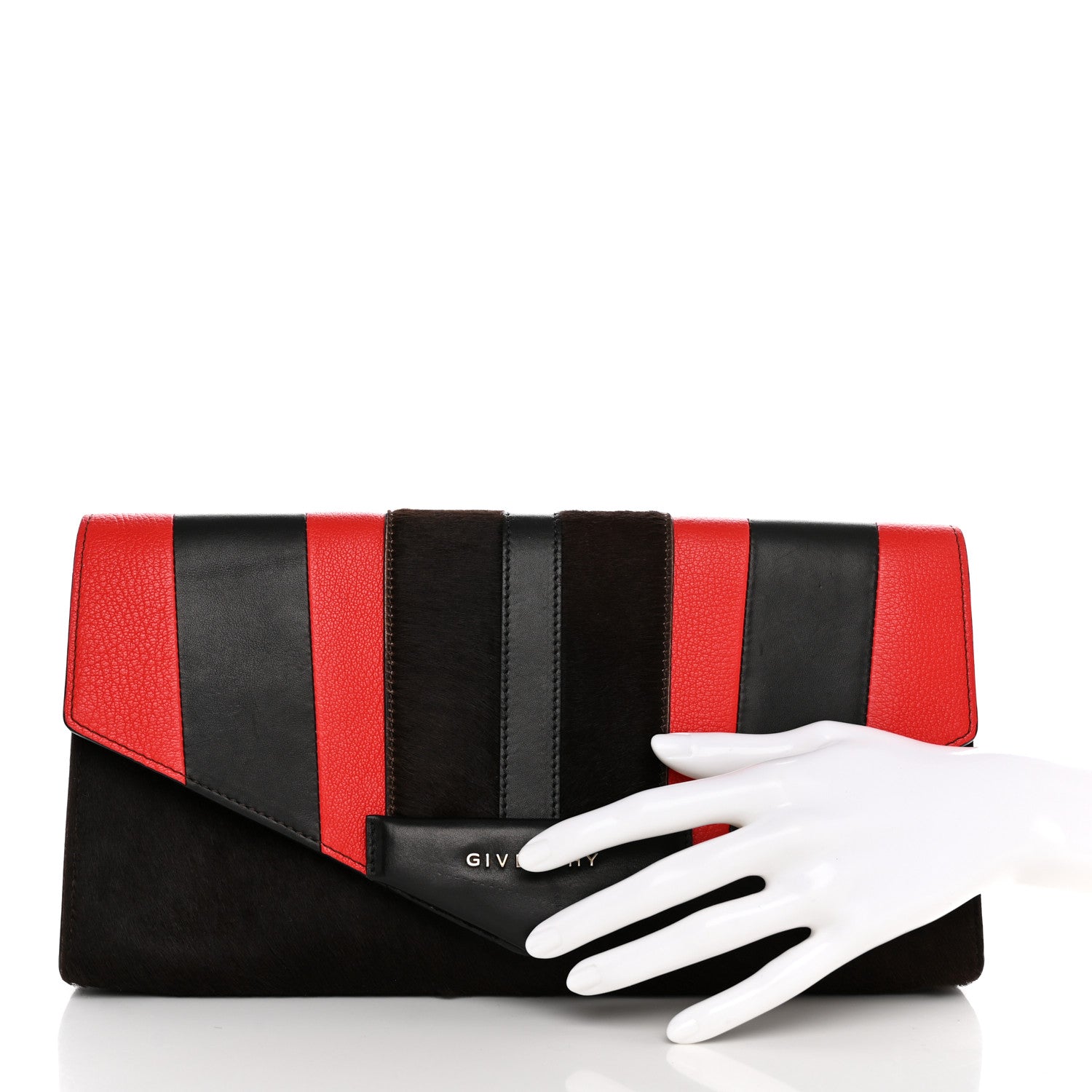 Givenchy Calf Hair Smooth Calfskin Medium Antigona Evening Clutch Black Red 2 of 7