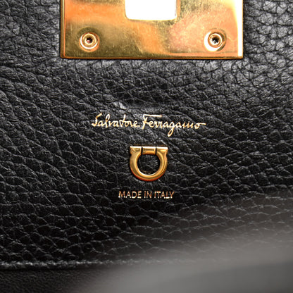Salvatore Ferragamo Hammered Calfskin Studio Rock Bag Black 6 of 10