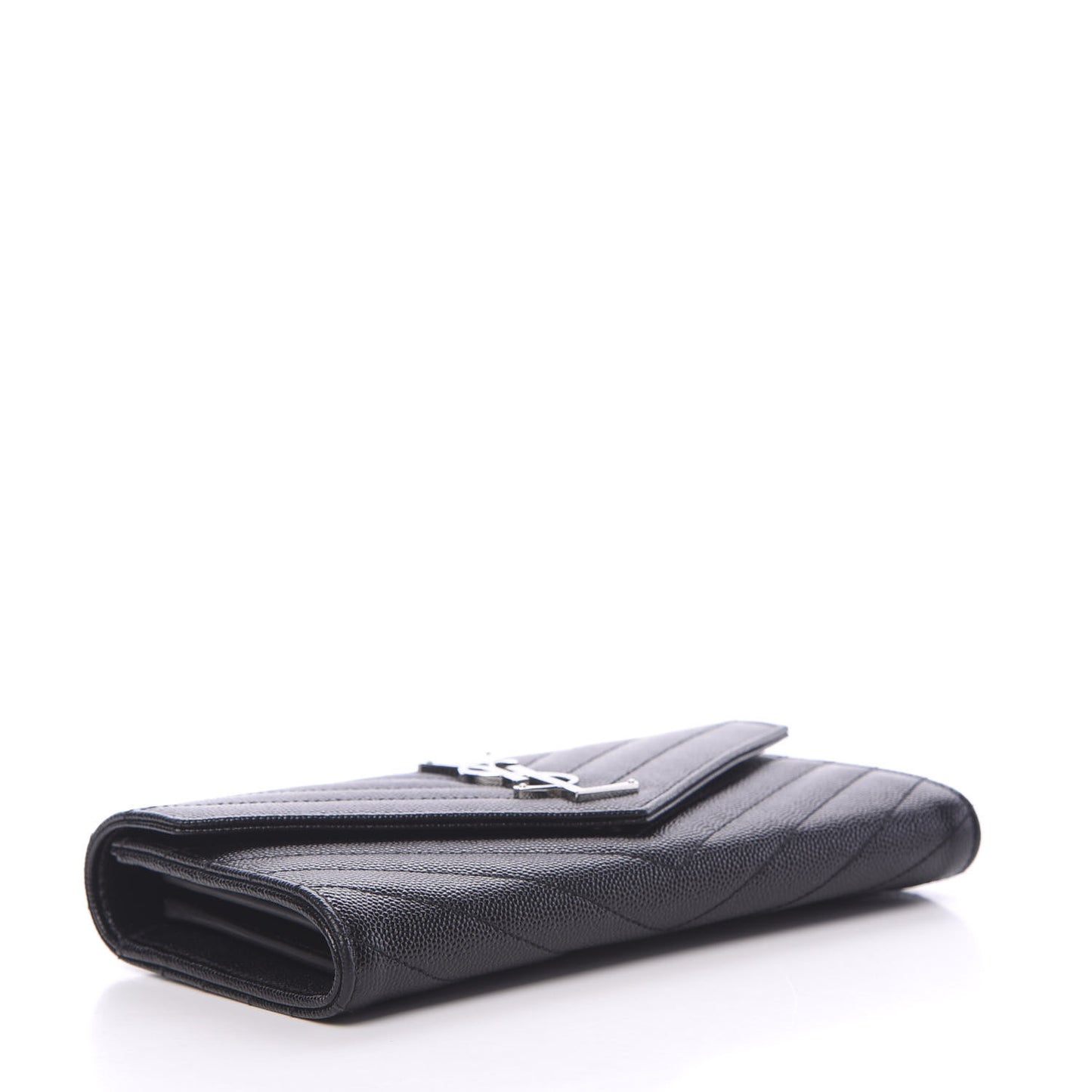 Grain De Poudre Matelasse Chevron Monogram Flap Wallet Black