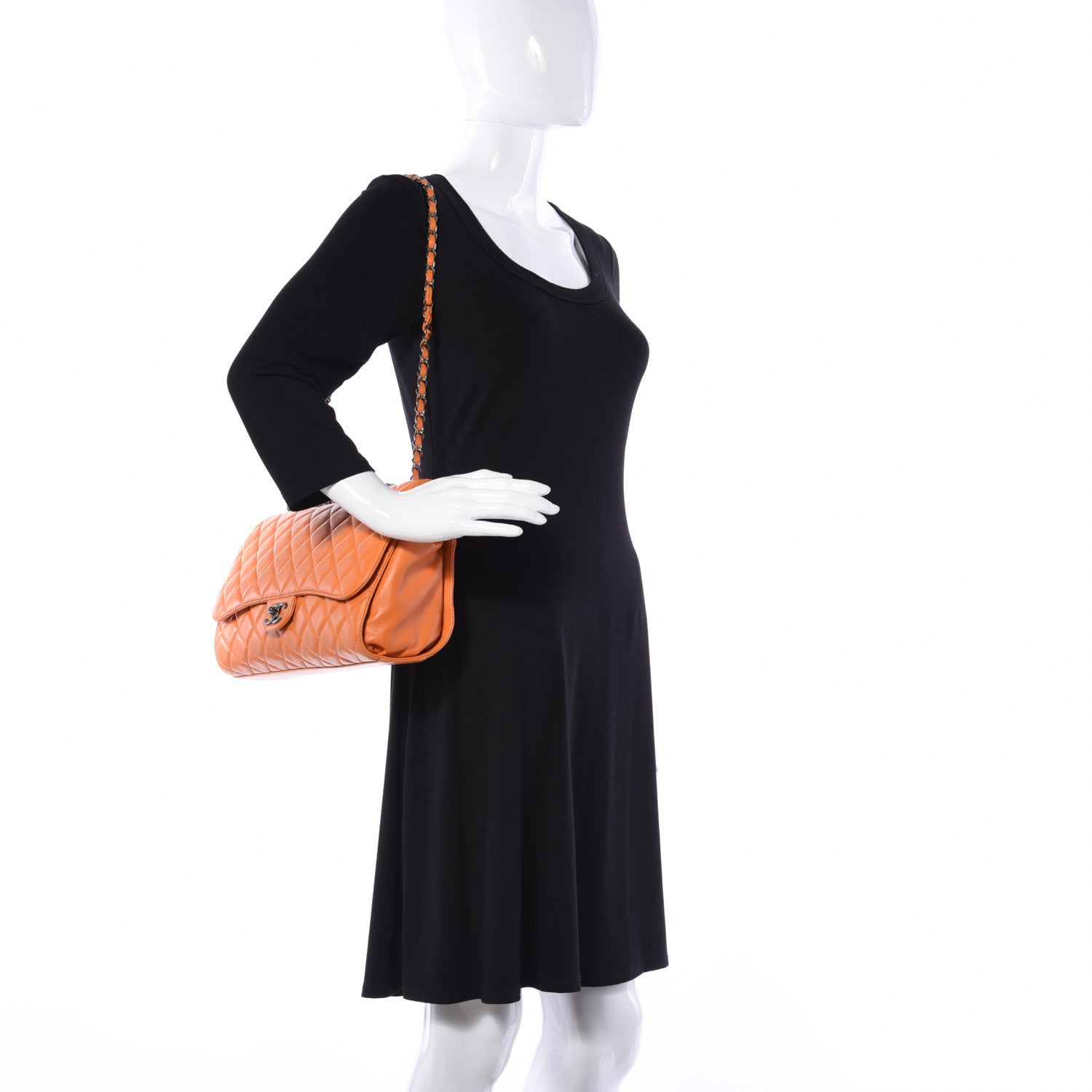 Chanel Lambskin Quilted Jumbo Grocery By Chanel Drawstring Shopping Bag Orange 2 of 24